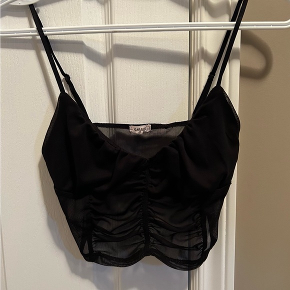 Garage Mesh Ruched Cropped Tank Top - Picture 1 of 4